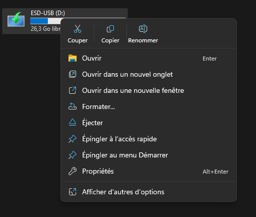 Cette image décrit le processus de formatage d'un disque dur