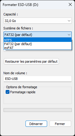 Cette image décrit le processus de formatage d'un disque dur