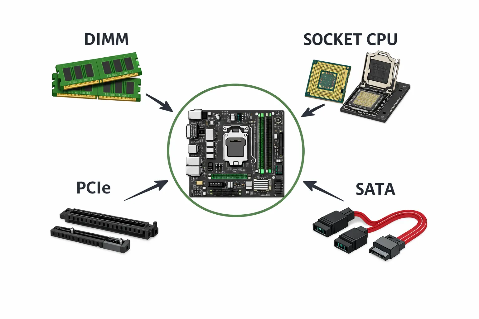 Cette image décrit les différentes connectique d'une carte mère